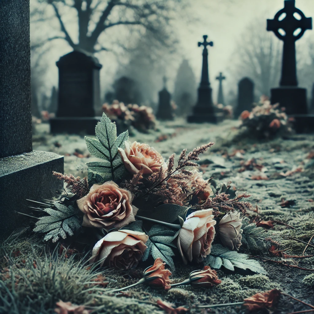 Flowers on a graveyard of a beloved person.