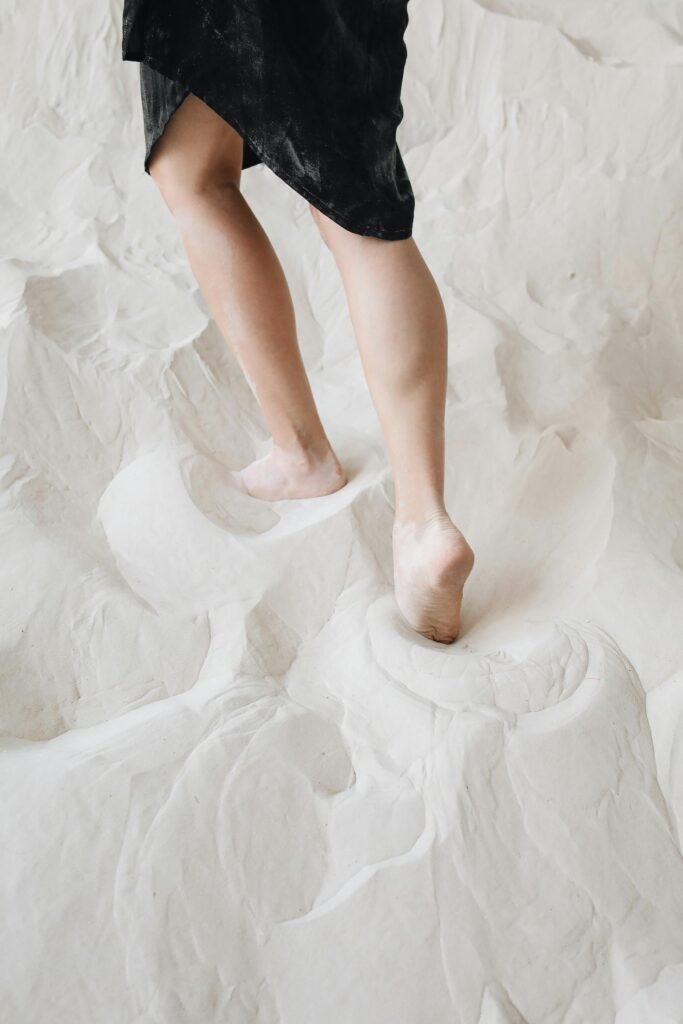 An exercise to learn how to feel alive again - Walk bare feet in an artificial sand.