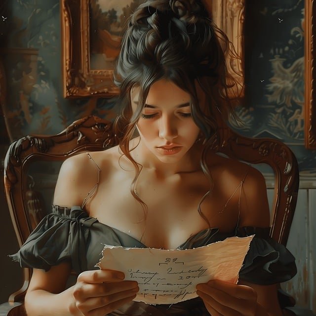 A woman reading a letter from her ex lover and exposed to the question how to get over unrequited love